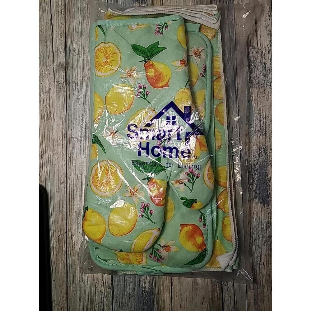 Smart Home Seven Piece Gift Set Oranges Oven Mitts Pot Holders Dish Drying Towel